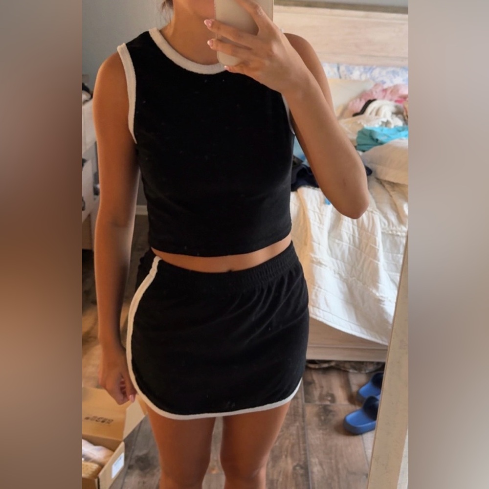 Black and White Women's Two-Piece Set